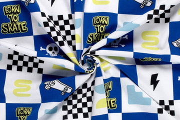 Jersey mit Skateboards, weiß, blau, 0,5 m